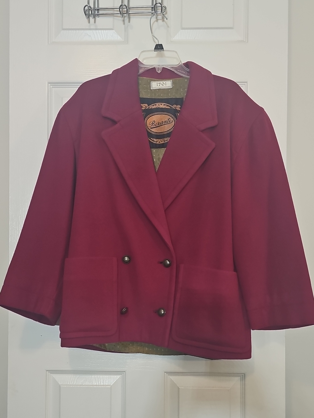 1701 Bizanti Vintage 80s Wool Cashmere Coat Red Size 38 US Size M